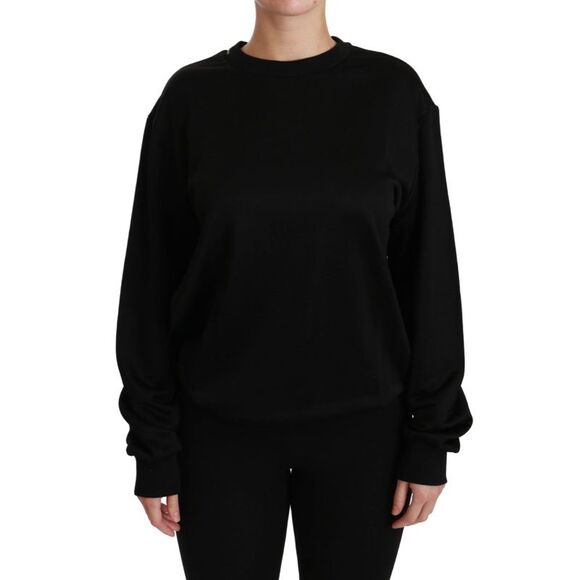 Dolce & Gabbana Black Cotton Crewneck Pullover Women's Sweater